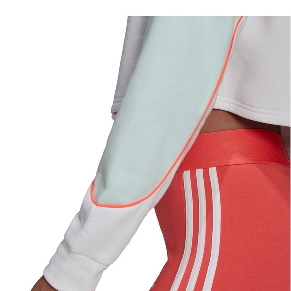 Adidas Women’s Color Block Blue and Pink Cropped Hoodie - Picture 13 of 14